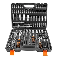 Jogo De Ferramentas 197 Peças Soquetes Set Maleta Com Alça Ergonômica Profissional Para Mecânico