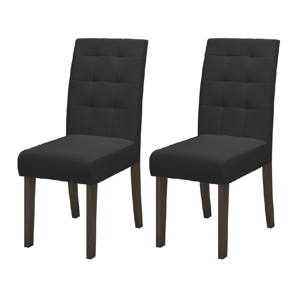 Conjunto Com 2 Cadeiras Estofada Sala de Jantar Dubai Castanho / Preto Dobuê em Oferta na Shopee