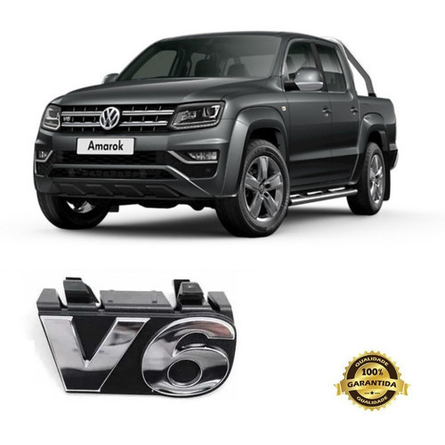 Emblema Letras V6 Encaixe Dianteiro Amarok 2017/2020 Cromado