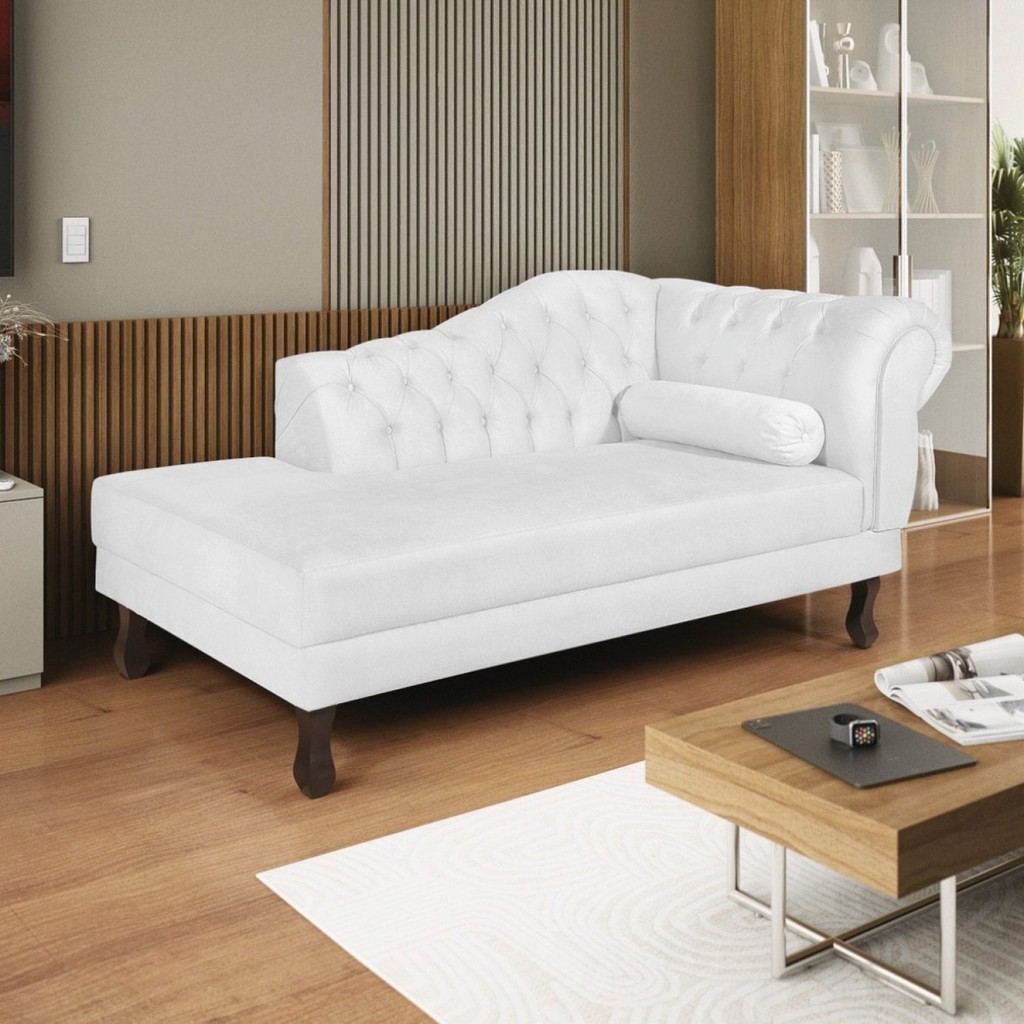 Diva Recamier Dora 185cm Lado Esquerdo Suede Branco Suede Branco
