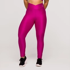 Legging Fitness Feminina Academia Poliamida Calça Cós Cruzado Rosa Crossfit