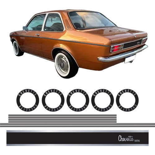 Kit Adesivos Faixas Filetes Duplos Lateral Chevette Tubarão