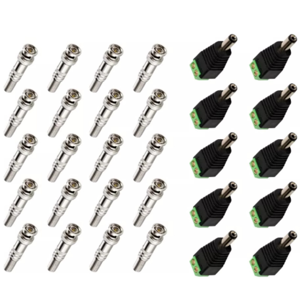 Kit 10 Conector P4 Mach + 20 Bnc Mola Cftv Cameras Segurança em Oferta na Shopee