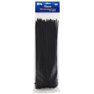 Abraçadeira de nylon preta 3,6 mm x 25 cm com 100 peças - Western
