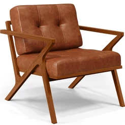 Poltrona Decorativa Sala De Estar Com Cintas De Corano Laís B04 Couríssimo Camel - Lyam Decor