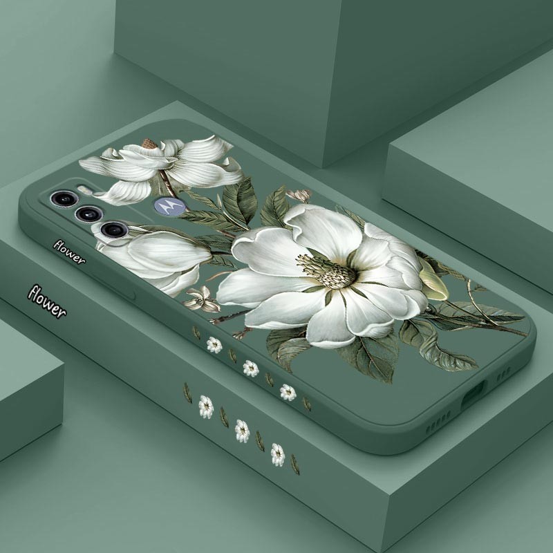 G60 Capa de telefone de Silicone de flores puras para Motorola Moto G60 G40F G84 G24 G73 G20 G30 G100 GG24POWER G72 G60S em Oferta na Shopee