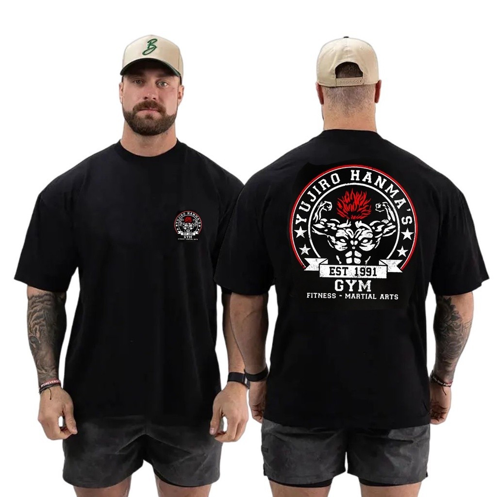 Camiseta Larga Treino Oversized Academia Yujiro Baki Hanma Maromba 100% Algodão Alta Qualidade Moda Novo