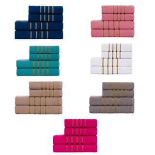 Conjunto de Toalha: 2 Banho + 2 Rosto 100% Algodão - Coleção Estilo Dourado em Oferta na Shopee
