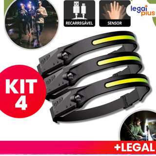 Lanterna de Cabeça Recarregável 3 Led Corpo Motion  Camping Torch Light Lamp Com Usb em Oferta na Shopee