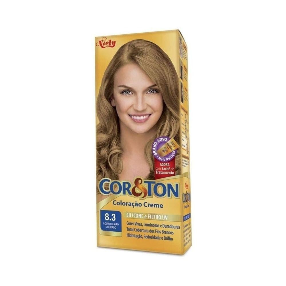 Tintura Creme Cor&Ton Niely 8.3 Louro Claro Dourado
