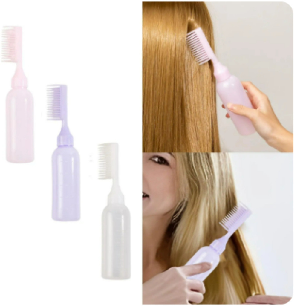 Kit 2 Pente Aplicador com Reservatório de Tinta Garrafa Dispensadora de Tintura