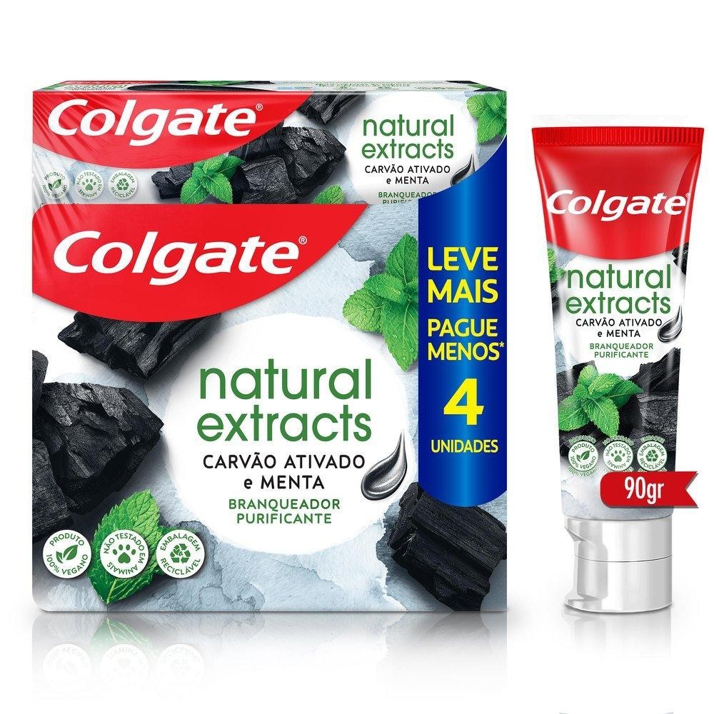 Creme Dental Colgate Natural Extracts Carvão Ativado e Menta 4 unid 90g - Health