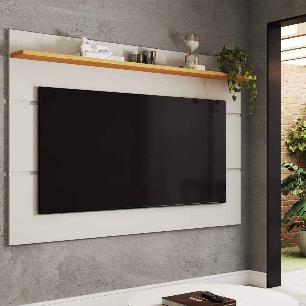 Painel para TV Até 70 Polegadas Bristol 1 Prateleira Off White/Nature - Panorama Móveis em Oferta na Shopee