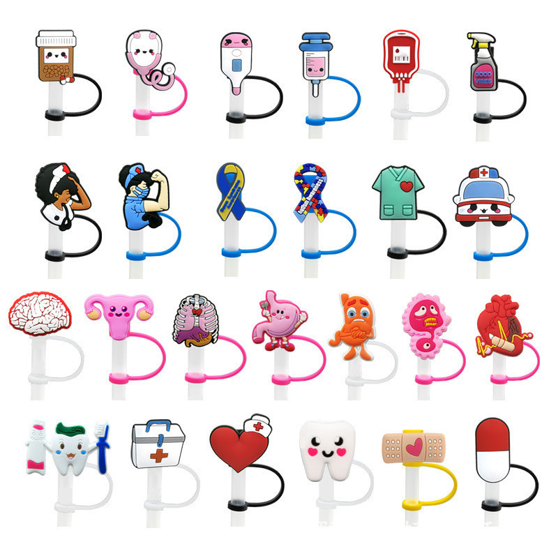 Equipamento De Ensino Médico De Desenho Animado Série 8mm Capas De Palha Tampa De Silicone Fofas , Protetores , Fofa De em Oferta na Shopee