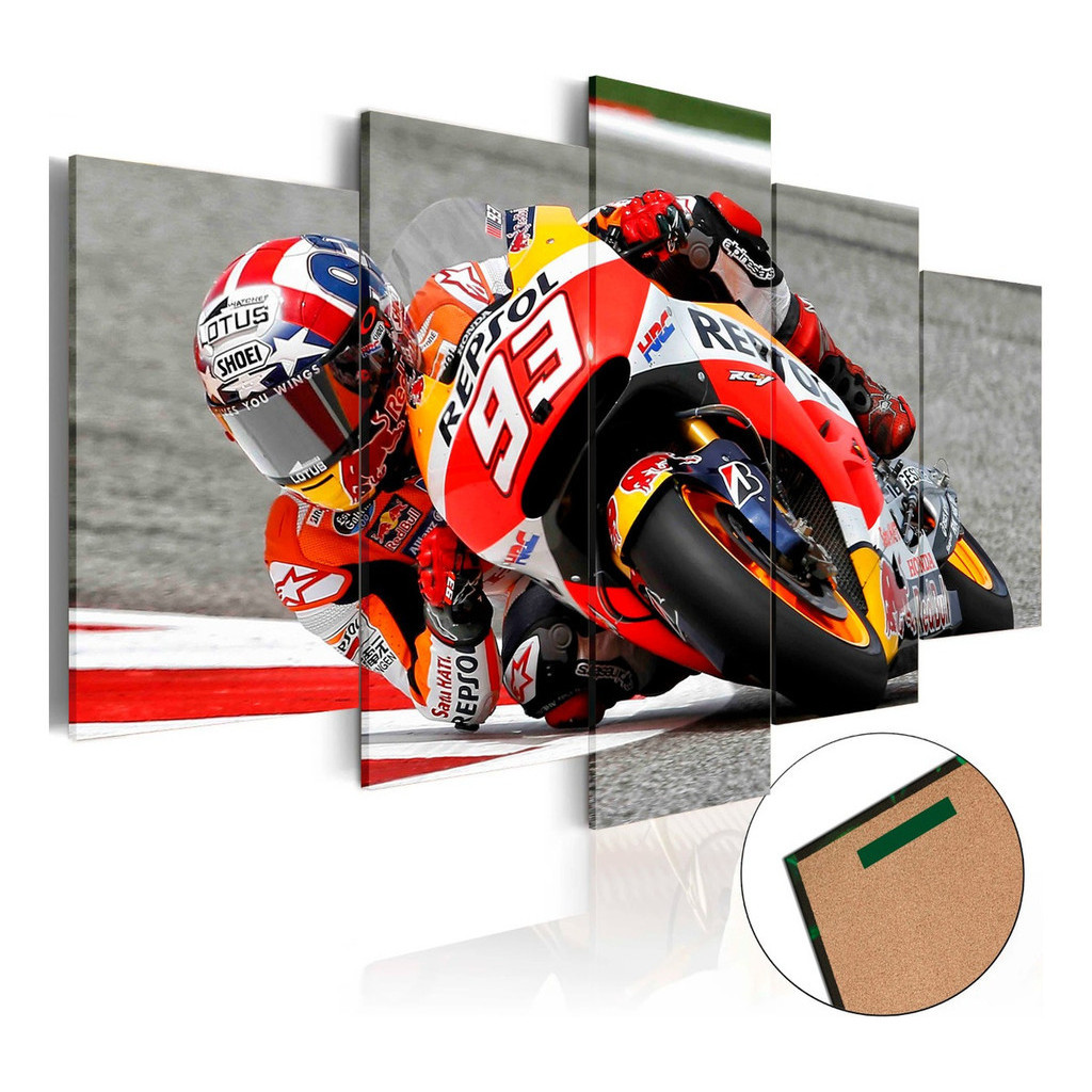 Kit 5 Quadros Decorativos Motogp Marc Marquez Repsol Honda Mosaico Sala Quarto Escritório