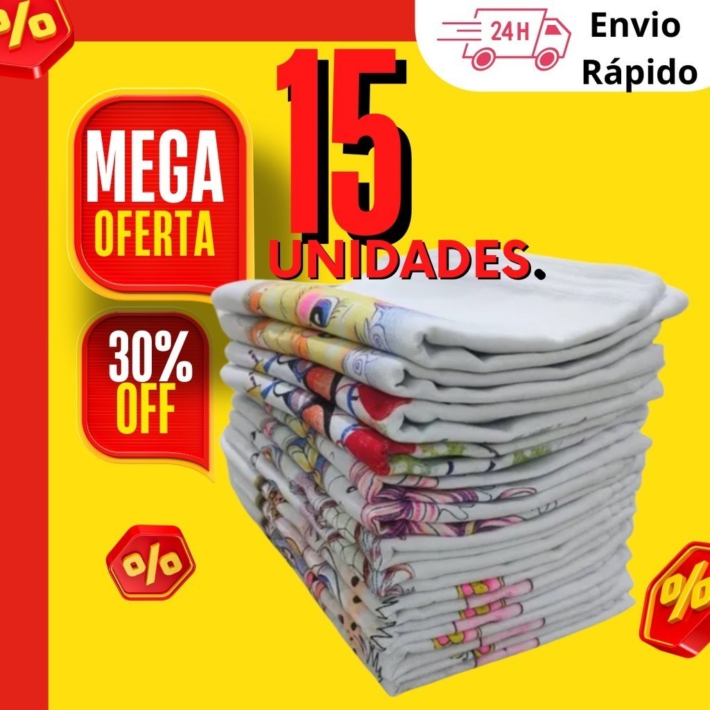 NOVO Pano De Prato Estampado Bainha Com 15 Peças