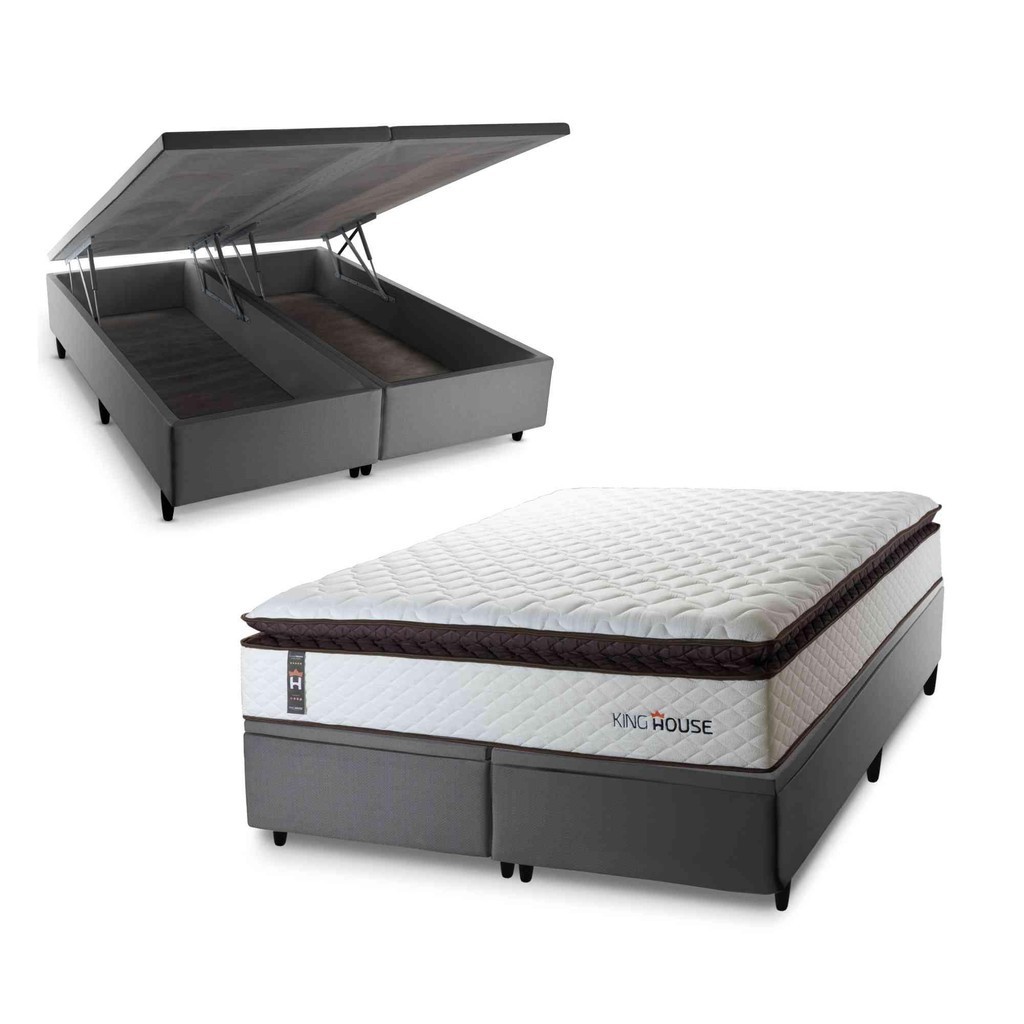 Conjunto Box Baú San Diego Branco 193x203x74 Espuma D33 - Home & Living