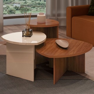 Mesa de Centro Delta Cedro/Off White - Artely Móveis em Oferta na Shopee