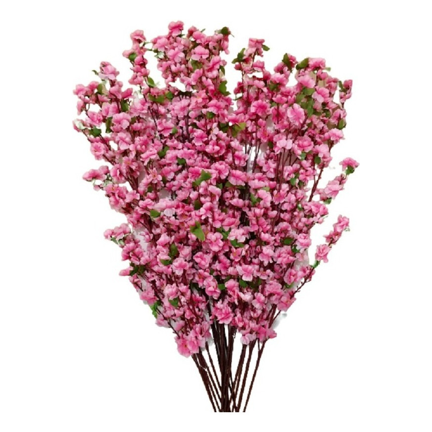 100 Galhos Flor Cerejeira Rosa Artificial 1,20m Planta