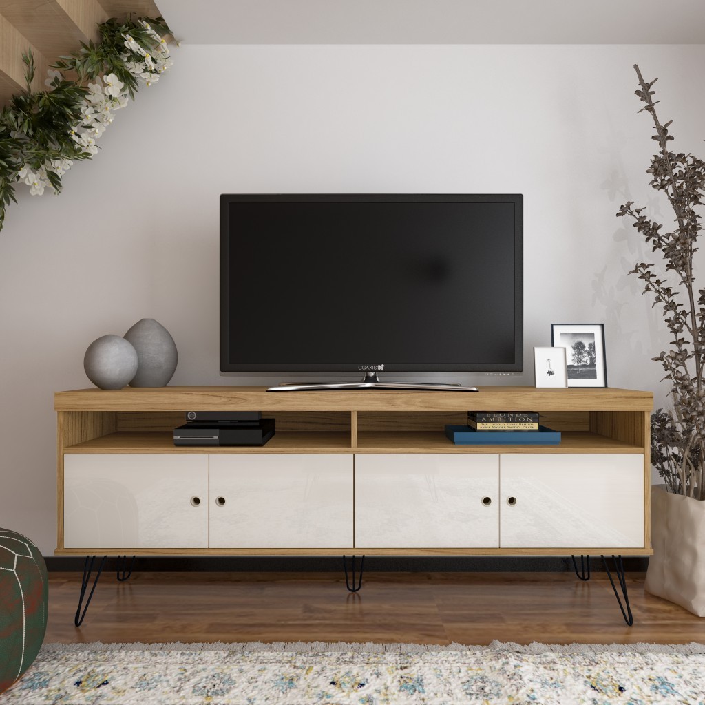 Rack para TV Até 60 Polegadas Liberty 4 Portas Carvalho/Off White - Artely