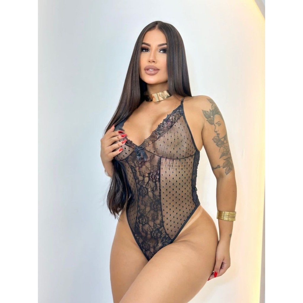 Body Feminino sensual arrastão  Renda Sensual Sedução em Oferta na Shopee
