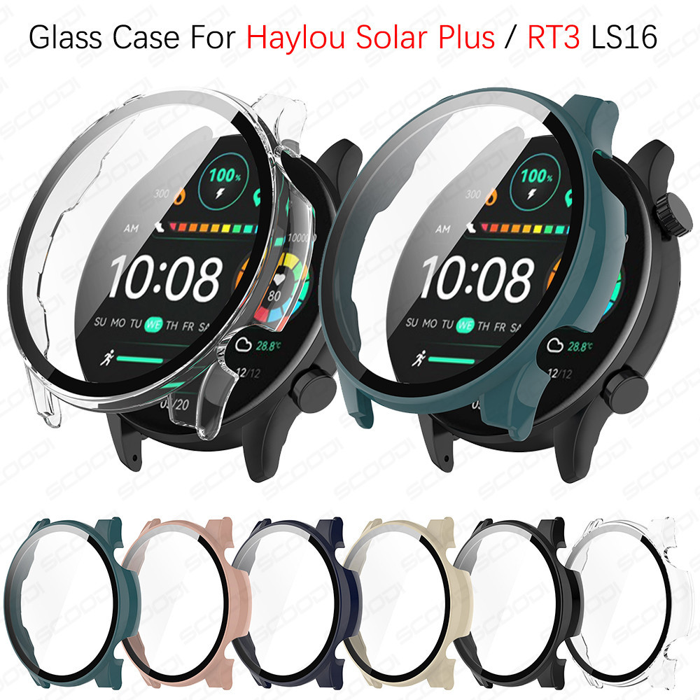Capa Protetora Tempered + PC Para Haylou Solar Plus RT3 LS16 Smart Watch Shell Acessórios Protetores De Tela De Cobertura Total