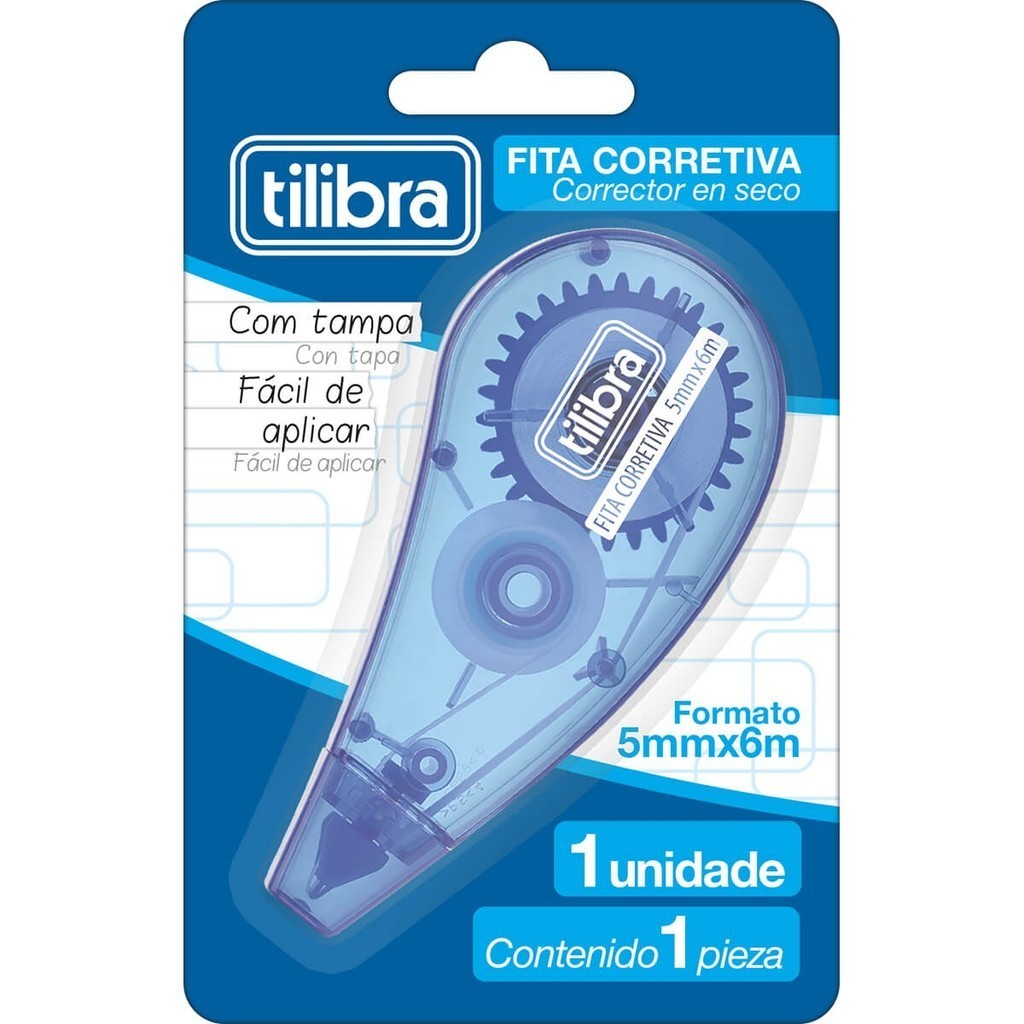 Corretivo em Fita Azul 5MMX6M Blister - Tilibra
