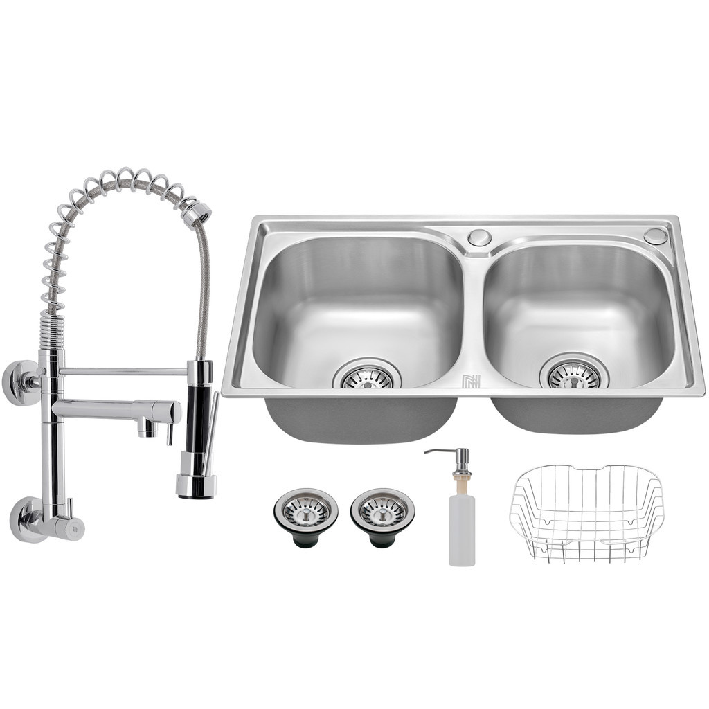 Kit Cuba Cozinha Gourmet Dupla C/ Torneira Parede Cromada em Oferta na Shopee