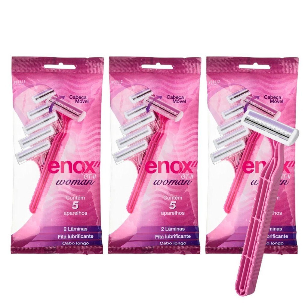 KIT APARELHO DE DEPILAR DESCARTÁVEL ENOX GT-2 WOMAN CÓD.1757 C/3