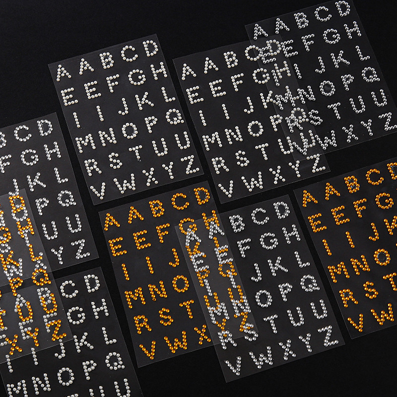 30 Pcs Creative 3D Crystal Acrylic Pearl Alphabet Stickers , Decoração Material De Bricolage Mini Artificial Diamond Acrílico Transparente Inglês Letra Decals
