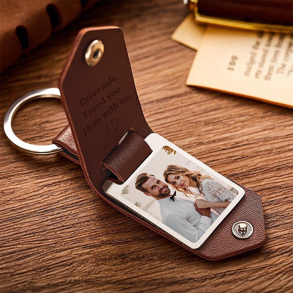 Chaveiro Fotográfico Personalizado Para Casal De Couro PU Homens Mulheres Presente De Aço Inoxidável Namorado