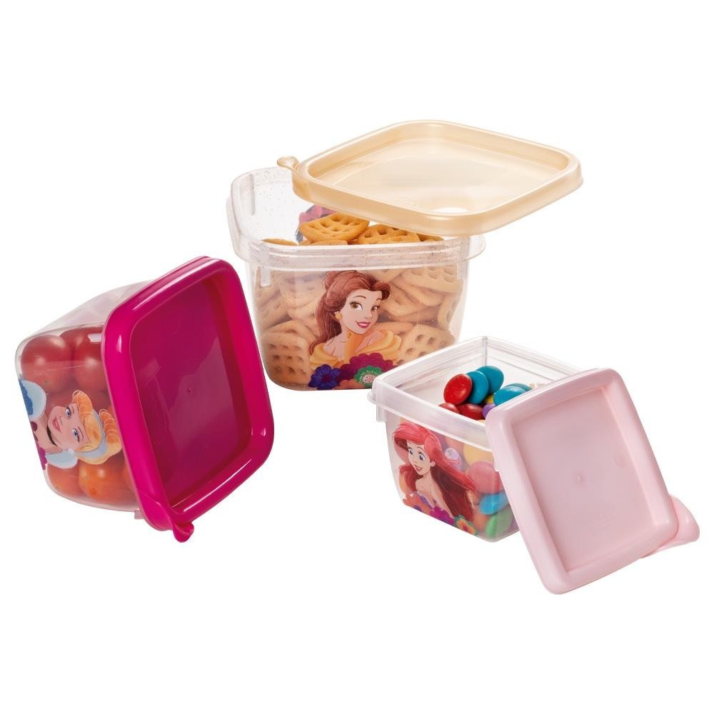 Kit 3 Potes Lancheira Passeio Papinha Princesas Plasútil - Home & Living