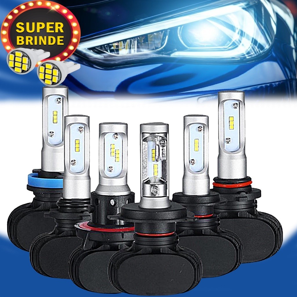 Par Super Led 6000k lâmpadas Ultra Led 8000 lumens farol automotivo H1 H3 H4 H7 H8 H11 H16 H27 Hb3 Hb4