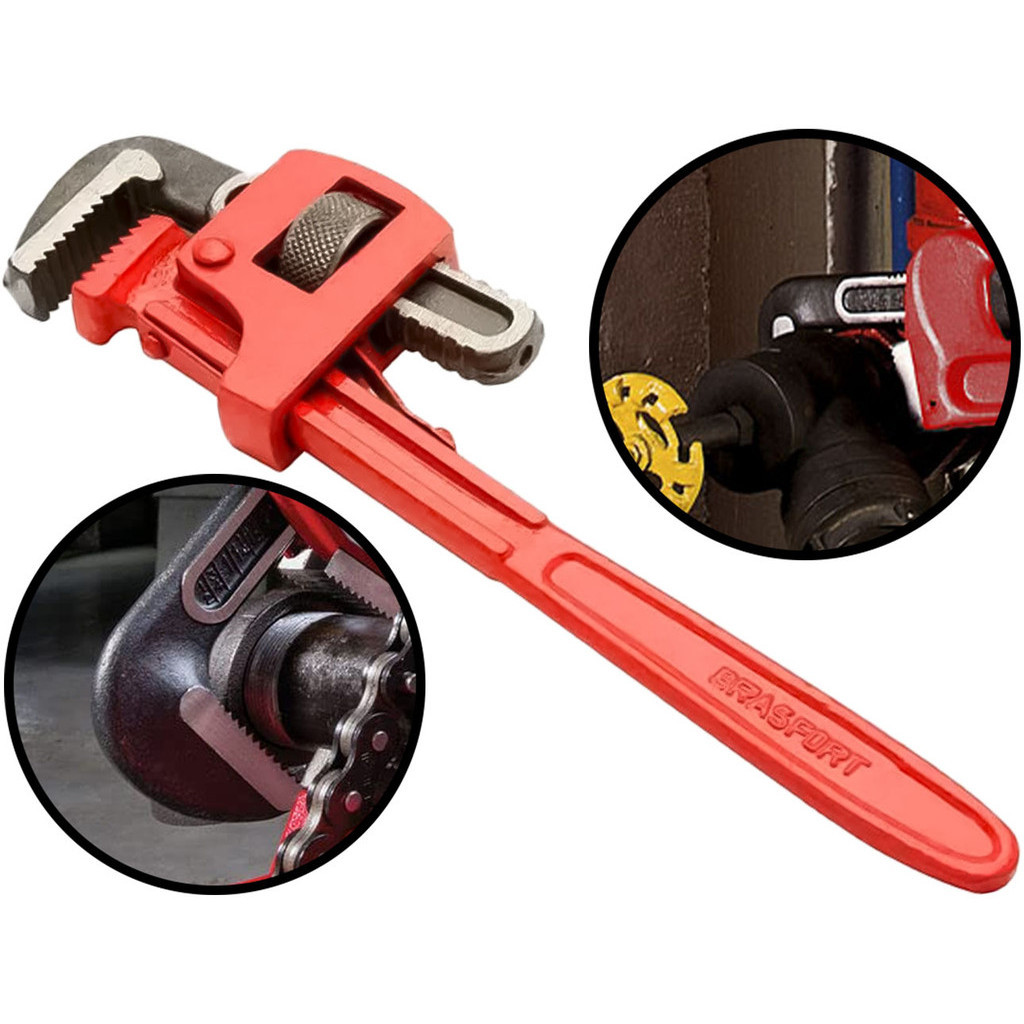Chave De Grifo Aço Carbono Ajustável Para Canos Tubulações Encanamentos 14 Polegadas 350mm - Home & Living