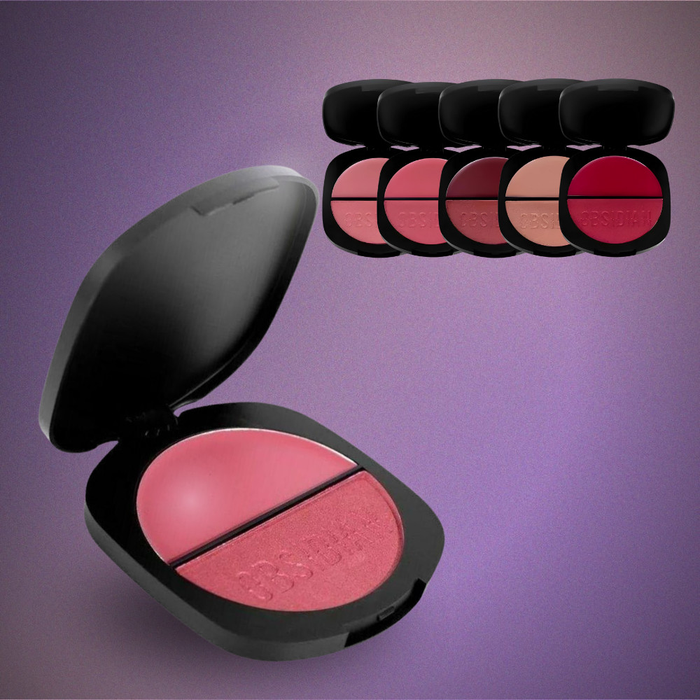 Blush Duo Obsidian 2 Em 1 Gemini Ruby Rose Textura Fina Compacto Cremoso Brilho Versátil