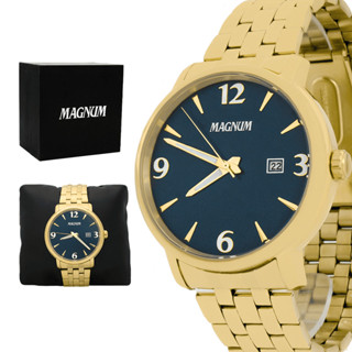 Relogio Magnum Original Masculino Aço Inoxidavel Dourado Resistente a Agua Original 2 Anos Garantia em Oferta na Shopee