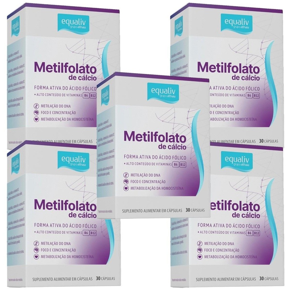Kit Metilfolato De Cálcio Com 5 Unidades 30 Cápsulas Cada