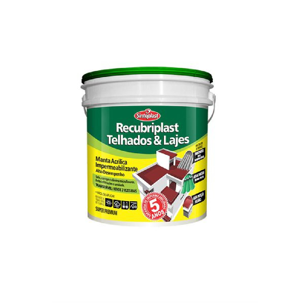 MANTA ACRÍLICA IMPERMEABILIZANTE BRANCO TELHADOS E LAJES 4KG RECUBRIPLAST - Home & Living