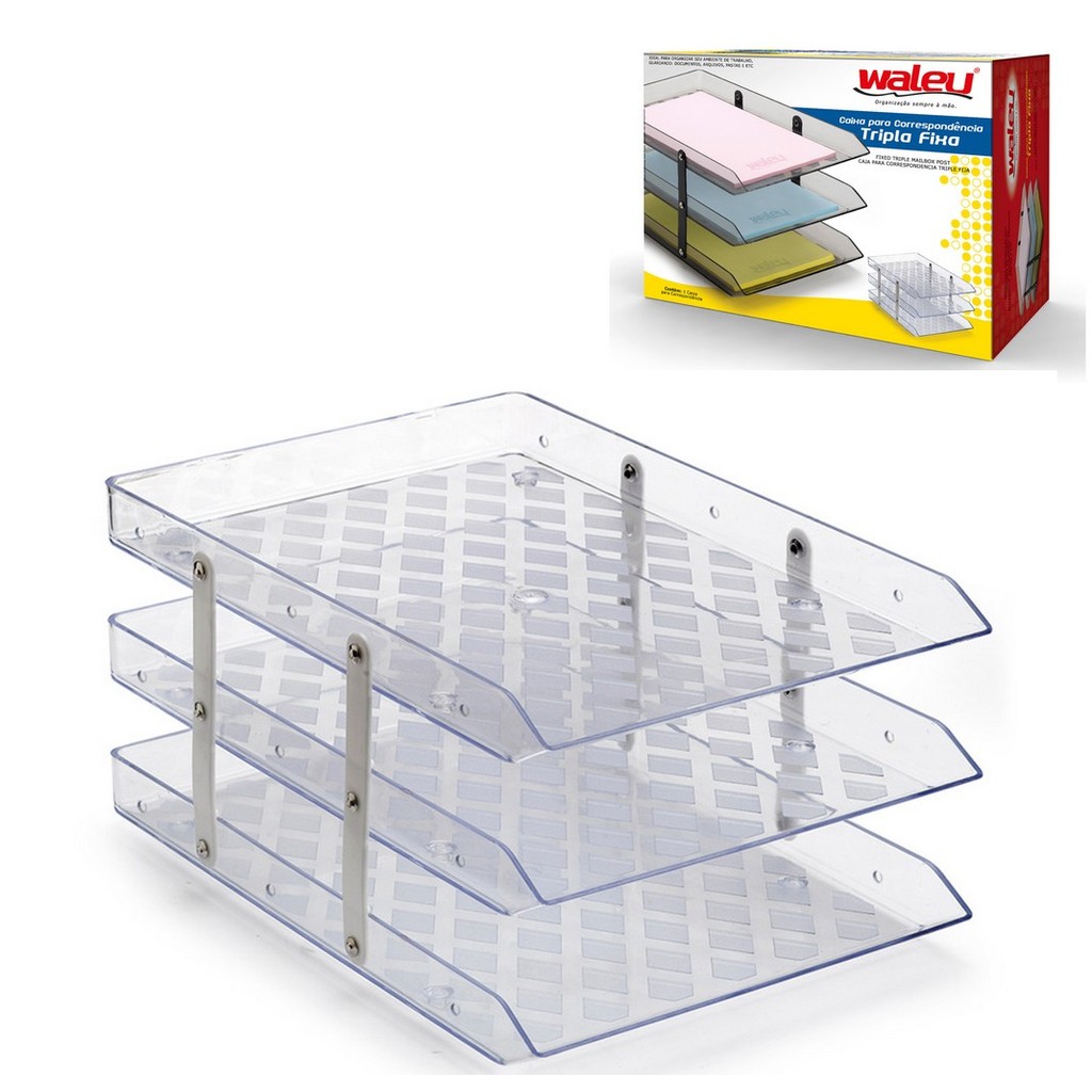 Caixa de Correspondência Tripla Móvel Sel.  Transparente Maxcril em Oferta na Shopee