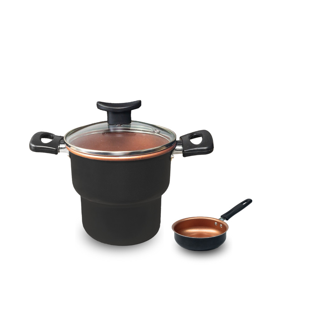 Conjunto Cuscuzeiro 14cm E Frigideira 12cm Antiaderente Kit Cafezinho — imagem 2 de 2