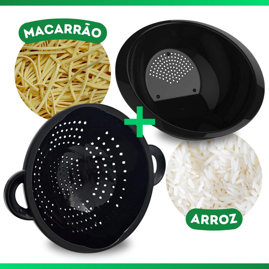 Kit Escorredor De Macarrão Massas+ Lavador Arroz em Plástico em Oferta na Shopee