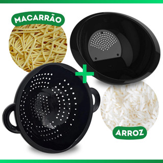 Kit Escorredor De Macarrão Massas+ Lavador Arroz em Plástico em Oferta na Shopee