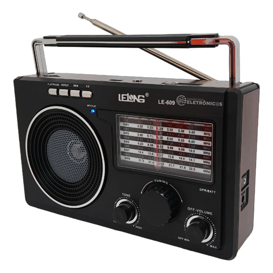Rádio Am/fm P/ Zona Rural 11 Faixas + Pen Drive + Bluetooth Cor Preto 110v/220v