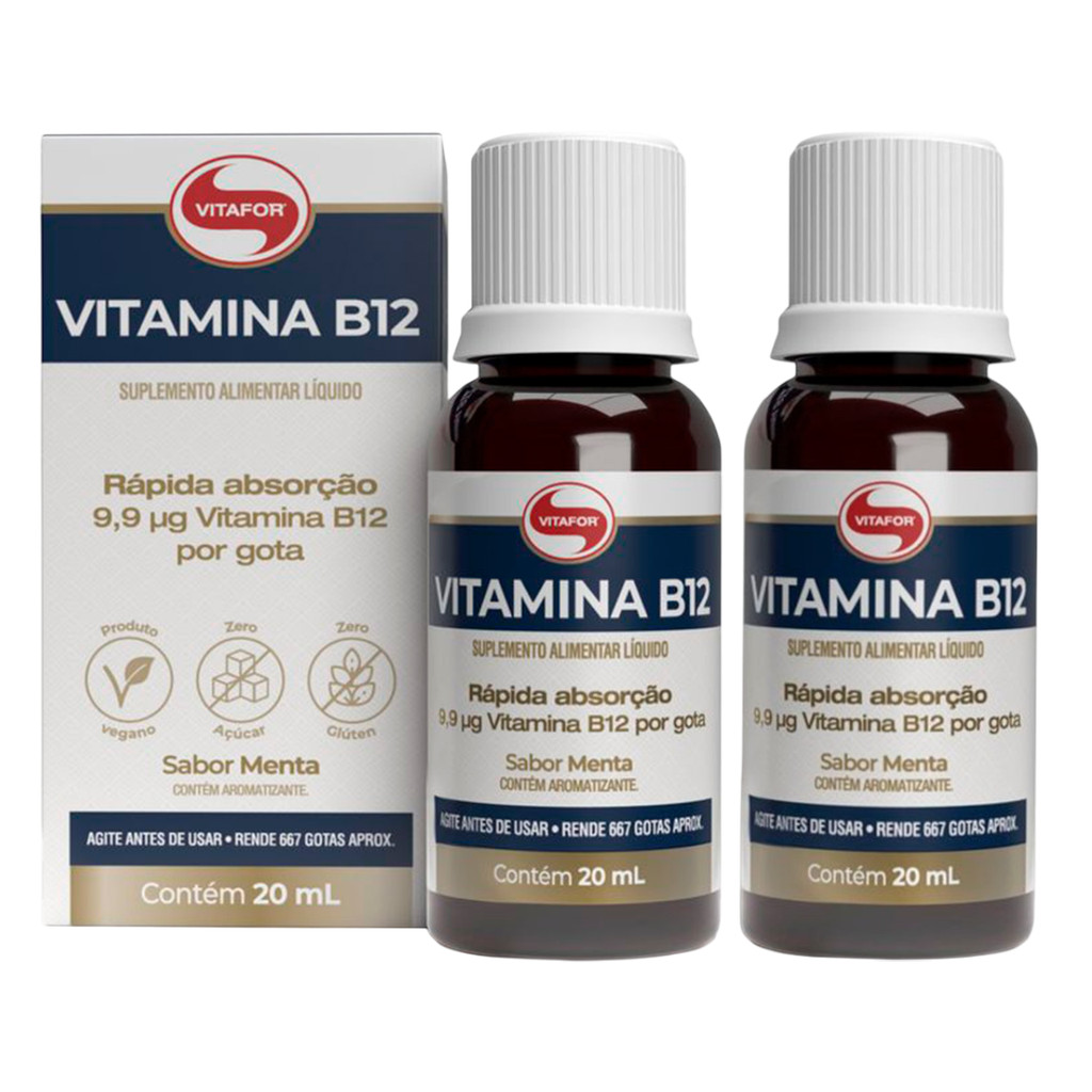 Vitamina B12 em Gotas - Menta 20ml - Vitafor em Oferta na Shopee