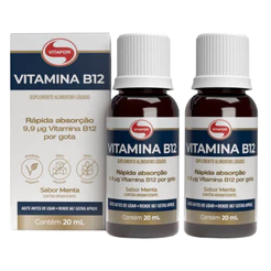Kit 2x Vitamina B12 em Gotas Sabor Menta 20ml Vitafor