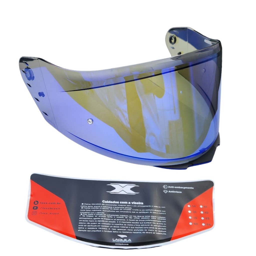 Viseira Texx Espelhada Azul Para Capacete Raptor Hornet