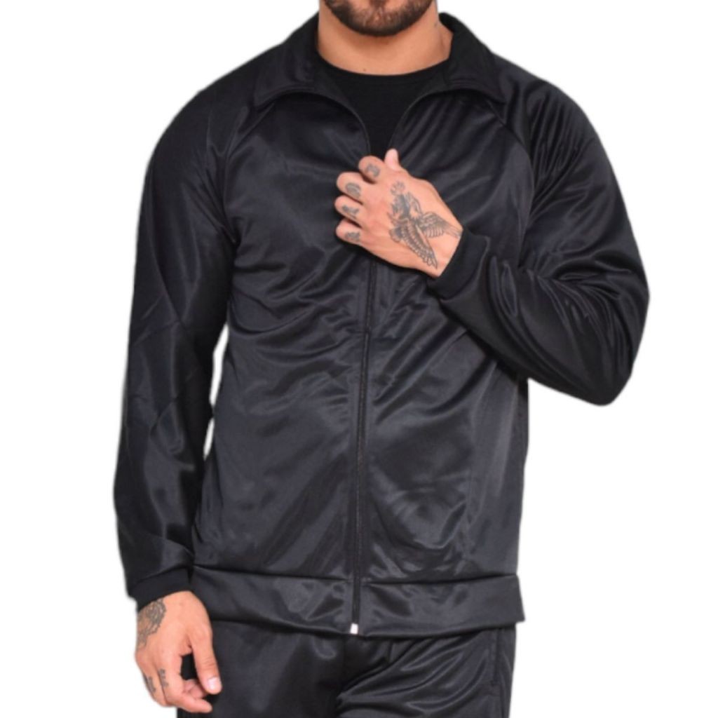 Jaqueta Preta Masculina Em Tecido Chimpa Pronta Entrega