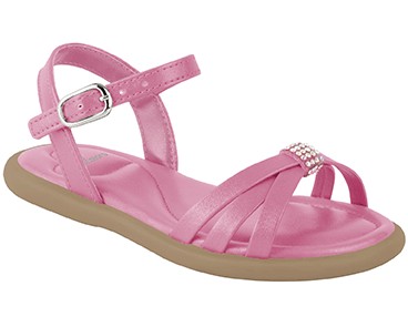 Sandália WorldColors Menina Fofura Rosa Strass Tiras Palmilha Acolchoada Festa Confortável Original