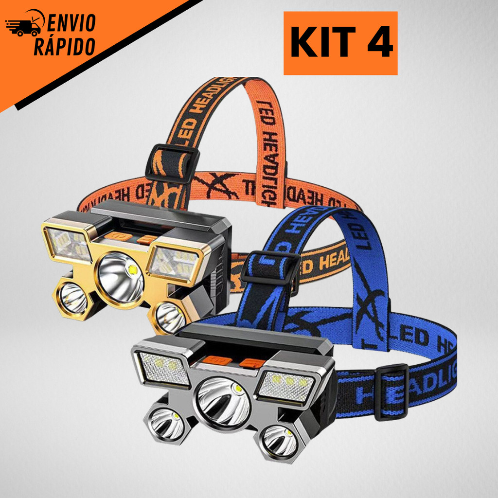 Imagem Lanterna Holofote De Cabeça 5 LED Super Brilhante À Prova D 'Água USB Recarregável 4 modos