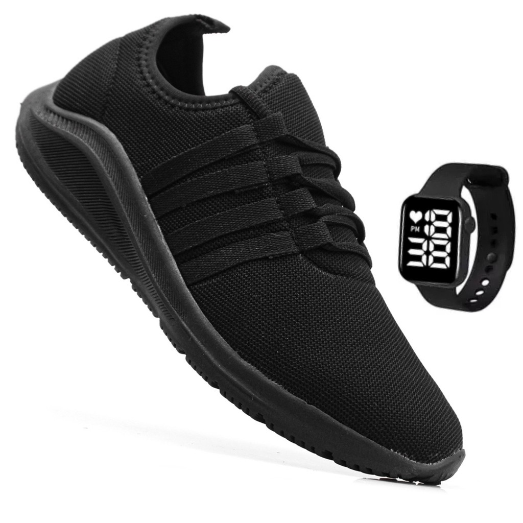 Tenis Academia Masculino Esportivo Corrida Caminhada CrossFit Treino Leve Macio Confortável + Relógio
